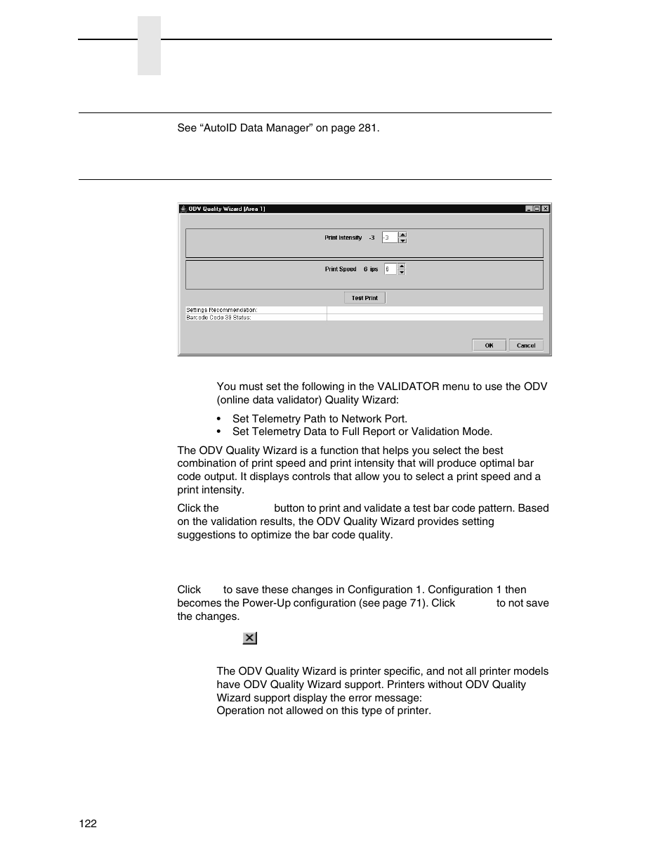 Autoid data manager, Odv quality wizard | Printronix PrintNet Enterprise User Manual | Page 122 / 330