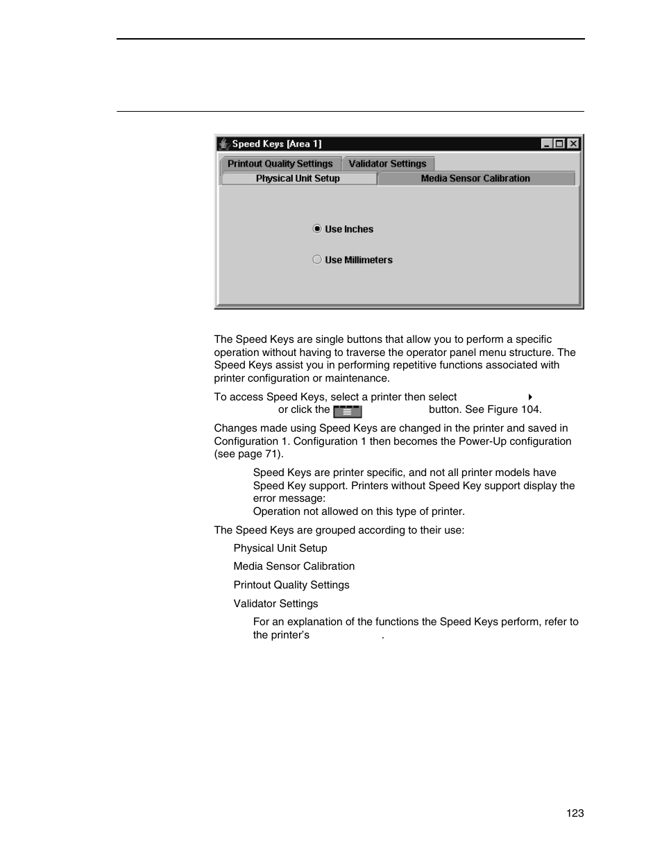 Speed keys | Printronix PrintNet Enterprise User Manual | Page 123 / 330