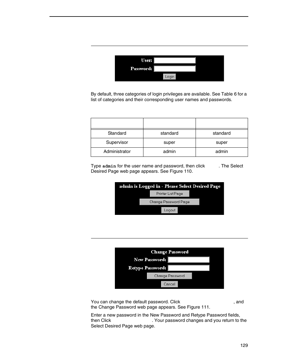 Login to the pne web site, Changing the user password | Printronix PrintNet Enterprise User Manual | Page 129 / 330