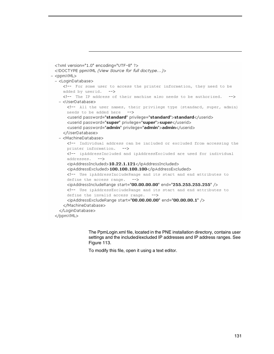 Changing user settings, ip addresses, and, Ip address ranges | Printronix PrintNet Enterprise User Manual | Page 131 / 330