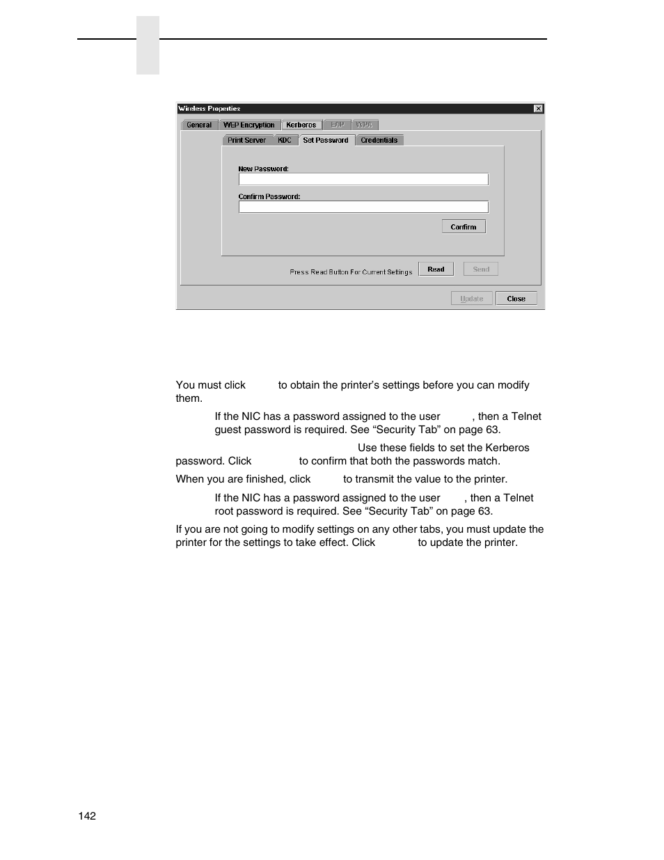 Set password sub-tab | Printronix PrintNet Enterprise User Manual | Page 142 / 330
