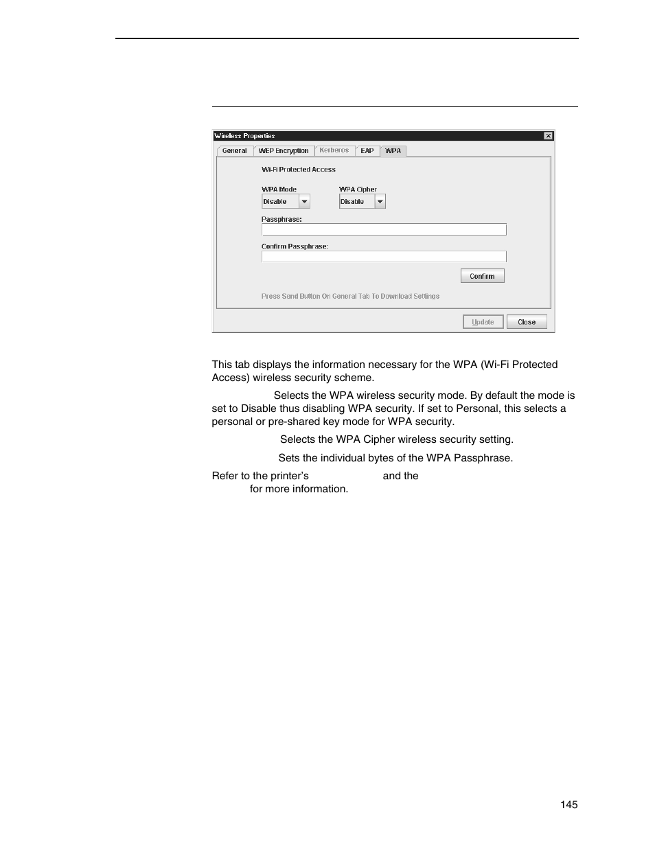 Wpa tab | Printronix PrintNet Enterprise User Manual | Page 145 / 330