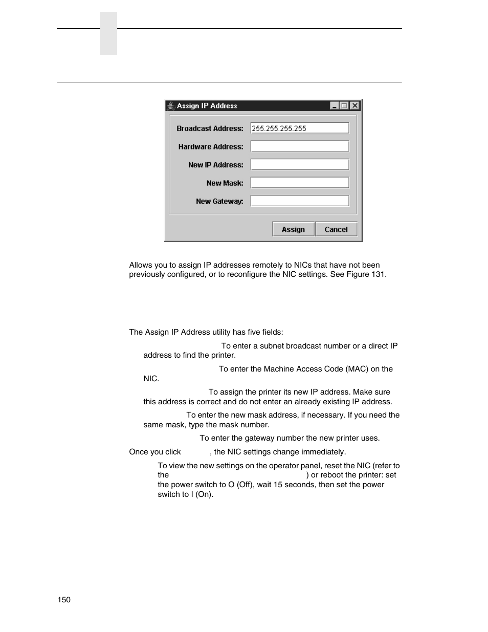 Assign ip address | Printronix PrintNet Enterprise User Manual | Page 150 / 330