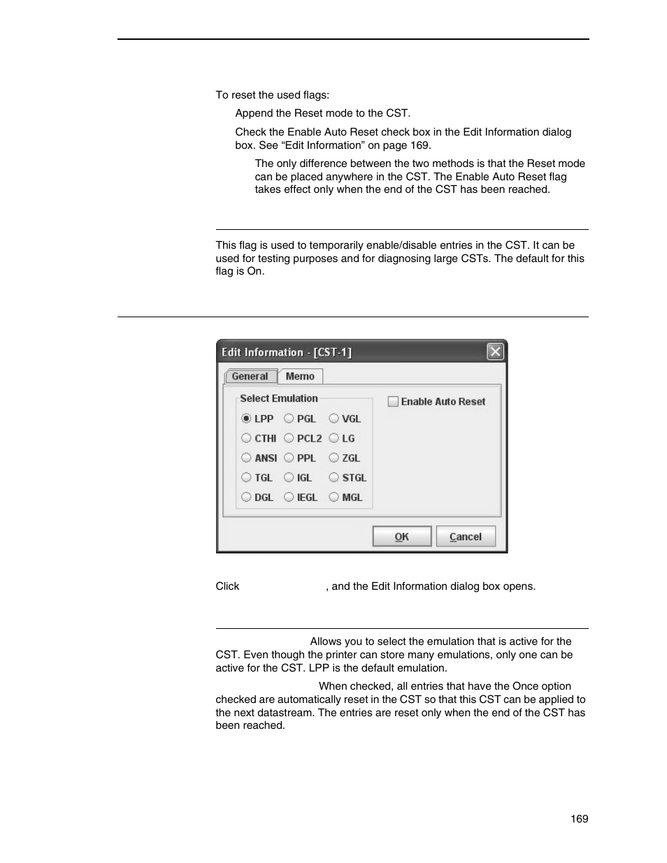 The entry on/off flag, Edit information, General tab | Printronix PrintNet Enterprise User Manual | Page 169 / 330