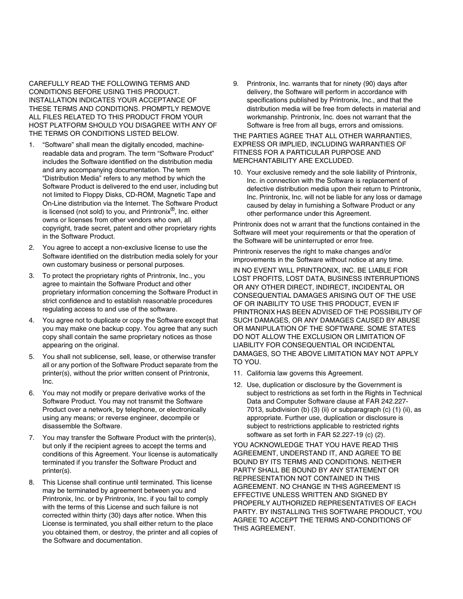 Software license agreement | Printronix PrintNet Enterprise User Manual | Page 2 / 330