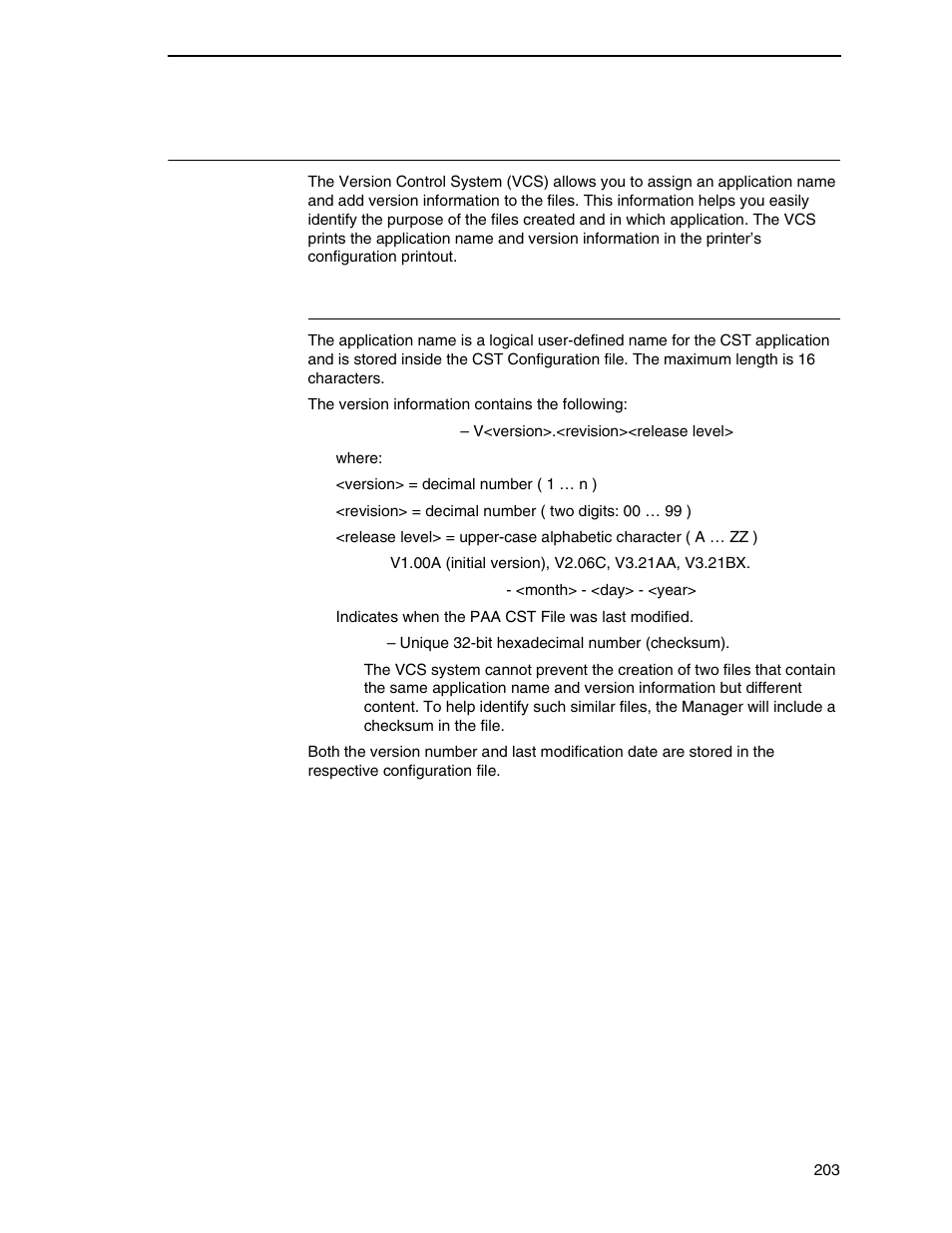 Cst manager version control system, Application name and version information | Printronix PrintNet Enterprise User Manual | Page 203 / 330