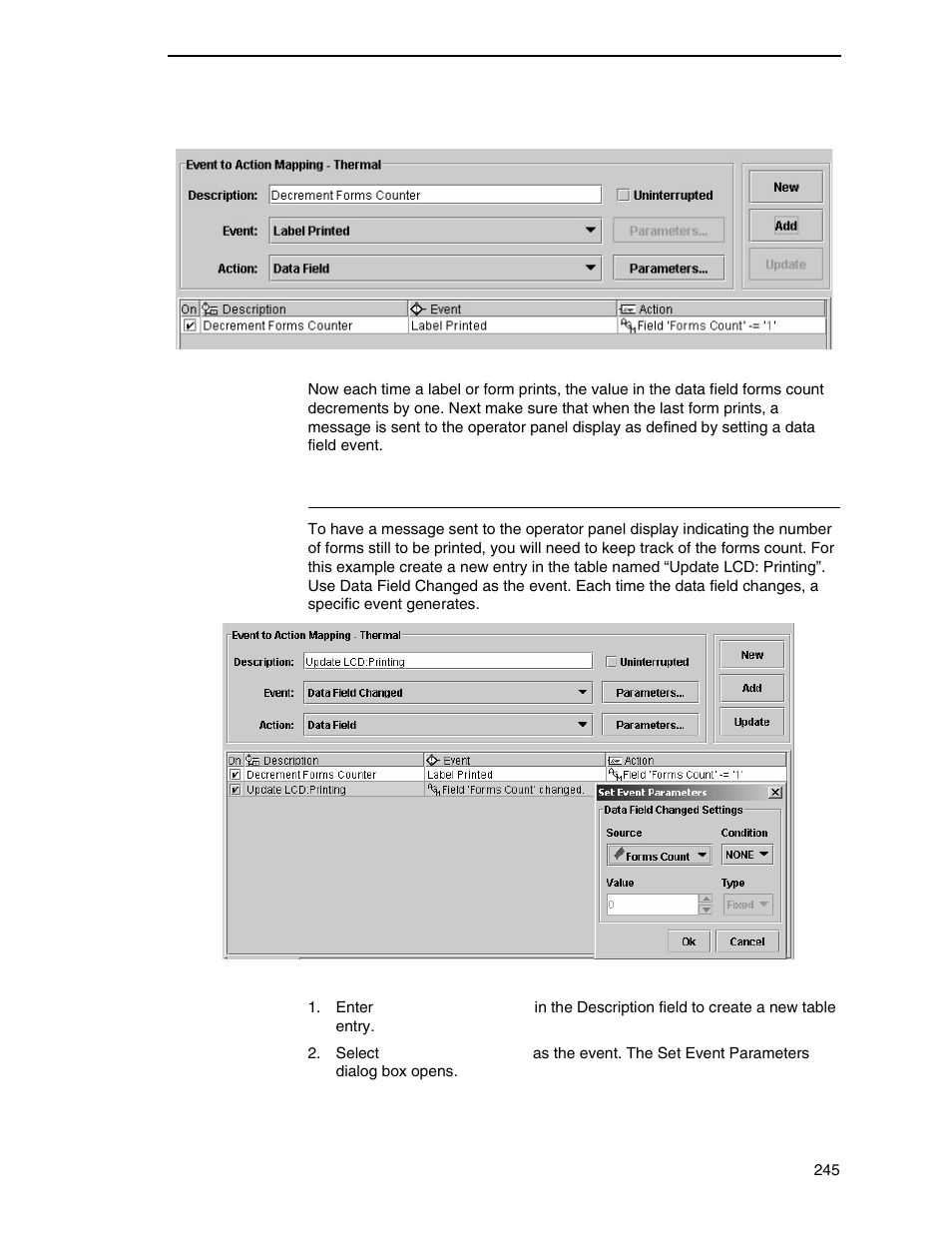 Data field events | Printronix PrintNet Enterprise User Manual | Page 245 / 330