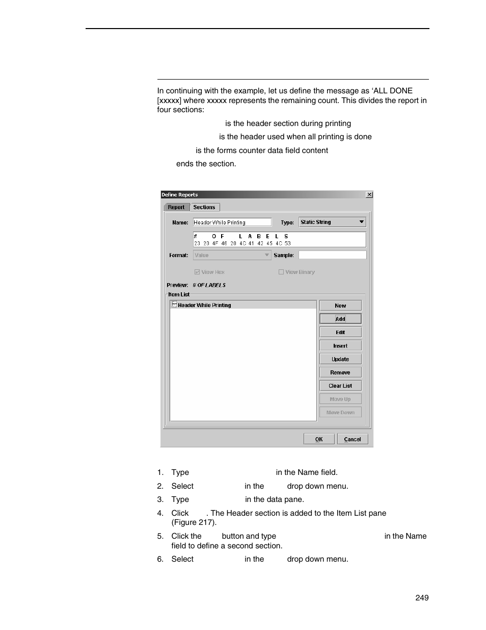 Creating sections | Printronix PrintNet Enterprise User Manual | Page 249 / 330