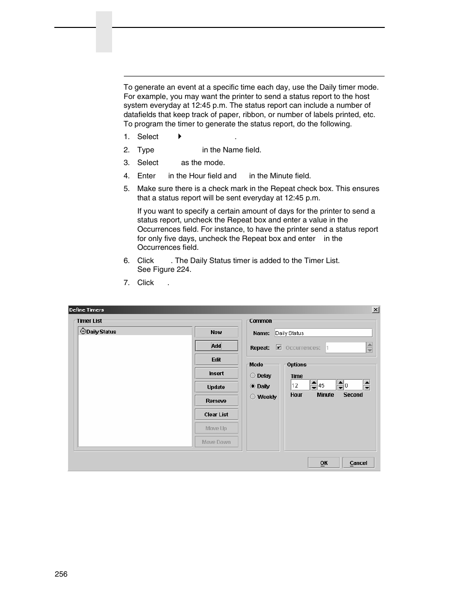 Daily timer mode | Printronix PrintNet Enterprise User Manual | Page 256 / 330