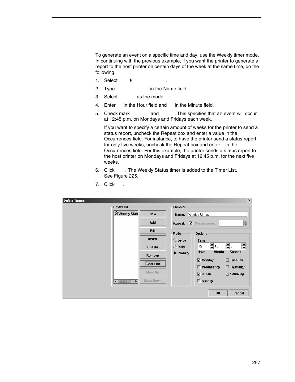 Weekly timer mode | Printronix PrintNet Enterprise User Manual | Page 257 / 330