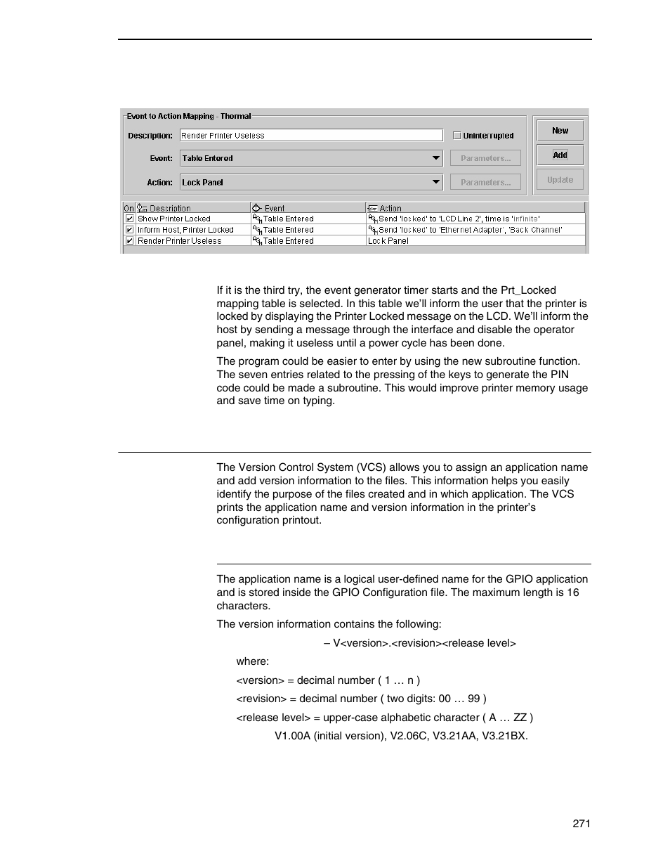 Gpio version control system, Application name and version information | Printronix PrintNet Enterprise User Manual | Page 271 / 330