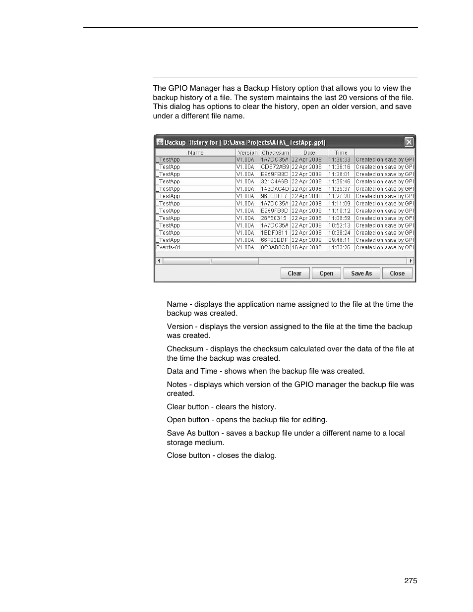 Backup history | Printronix PrintNet Enterprise User Manual | Page 275 / 330