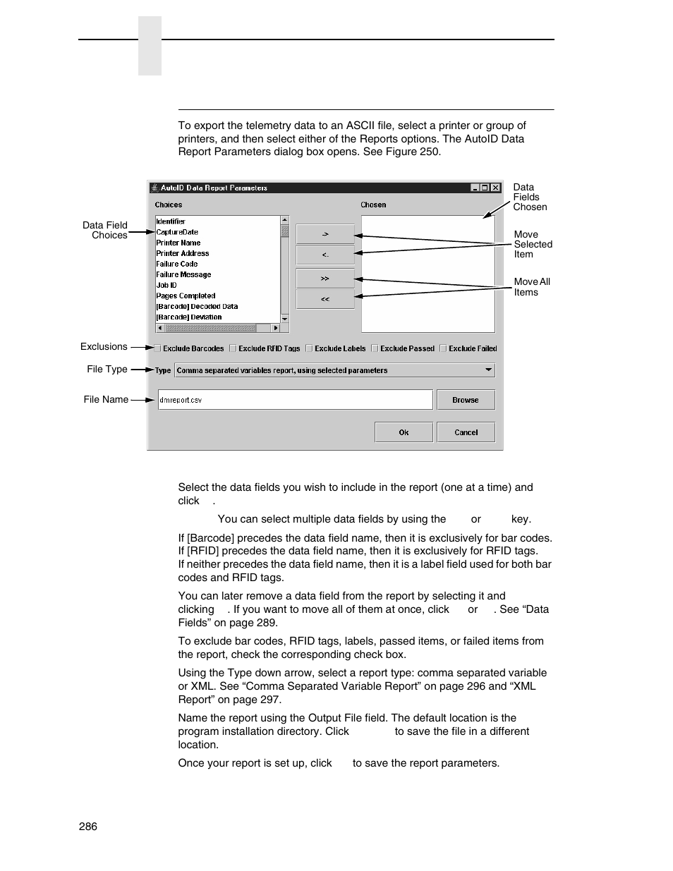 Report parameters | Printronix PrintNet Enterprise User Manual | Page 286 / 330