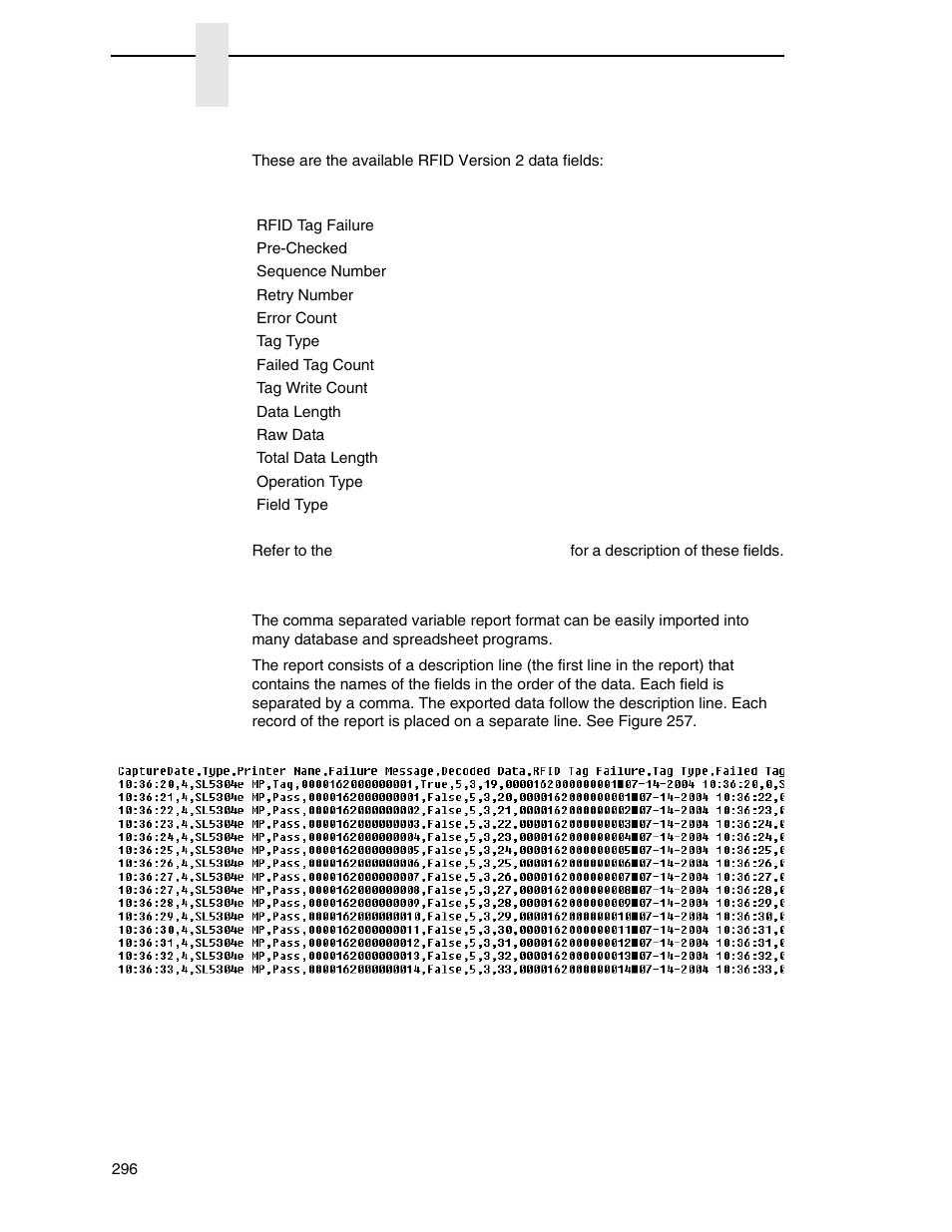 Comma separated variable report | Printronix PrintNet Enterprise User Manual | Page 296 / 330