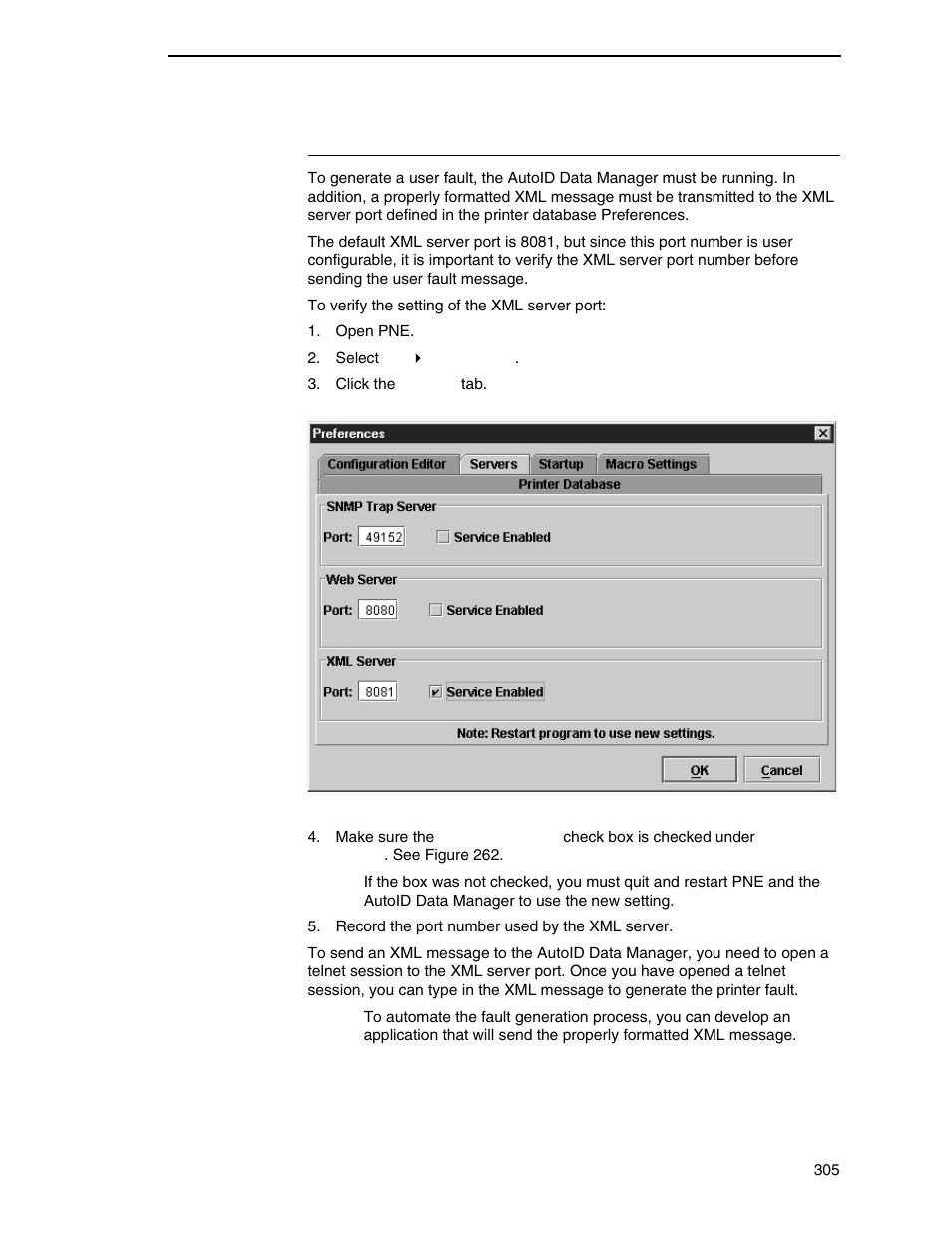 How to generate a user fault | Printronix PrintNet Enterprise User Manual | Page 305 / 330