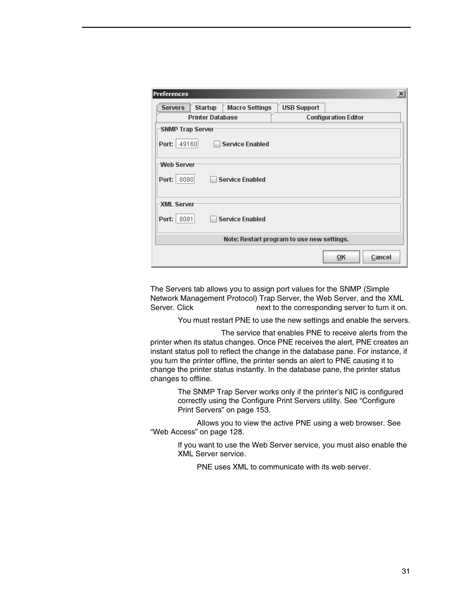 Servers tab | Printronix PrintNet Enterprise User Manual | Page 31 / 330