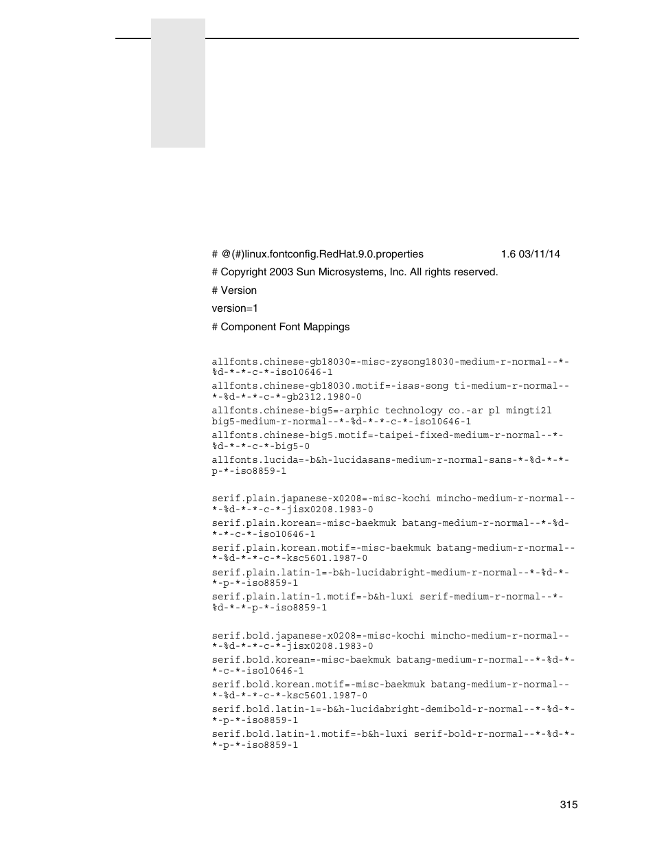 B linux font configuration file, Linux font configuration file | Printronix PrintNet Enterprise User Manual | Page 315 / 330