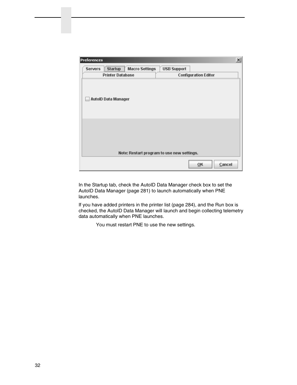 Startup tab | Printronix PrintNet Enterprise User Manual | Page 32 / 330