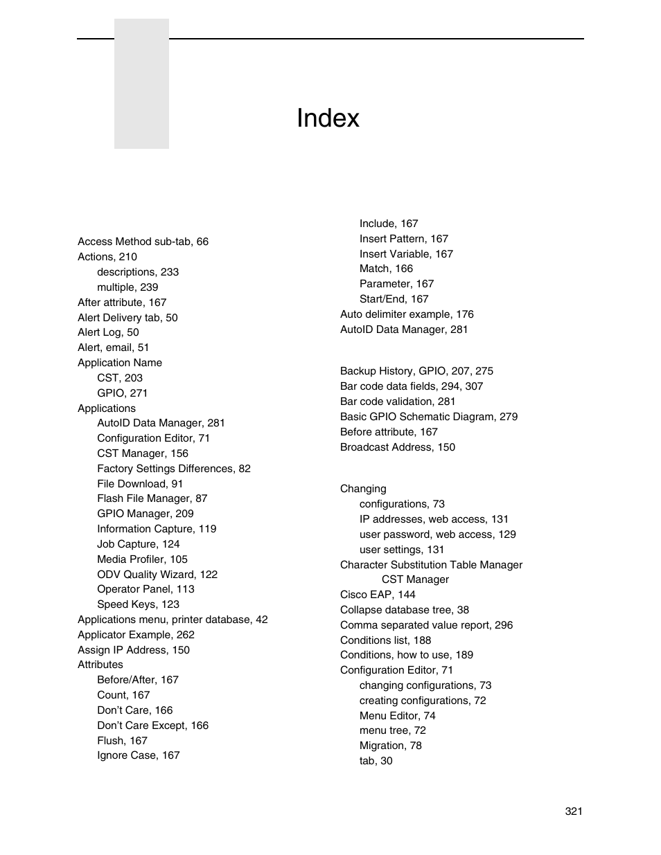 Index | Printronix PrintNet Enterprise User Manual | Page 321 / 330