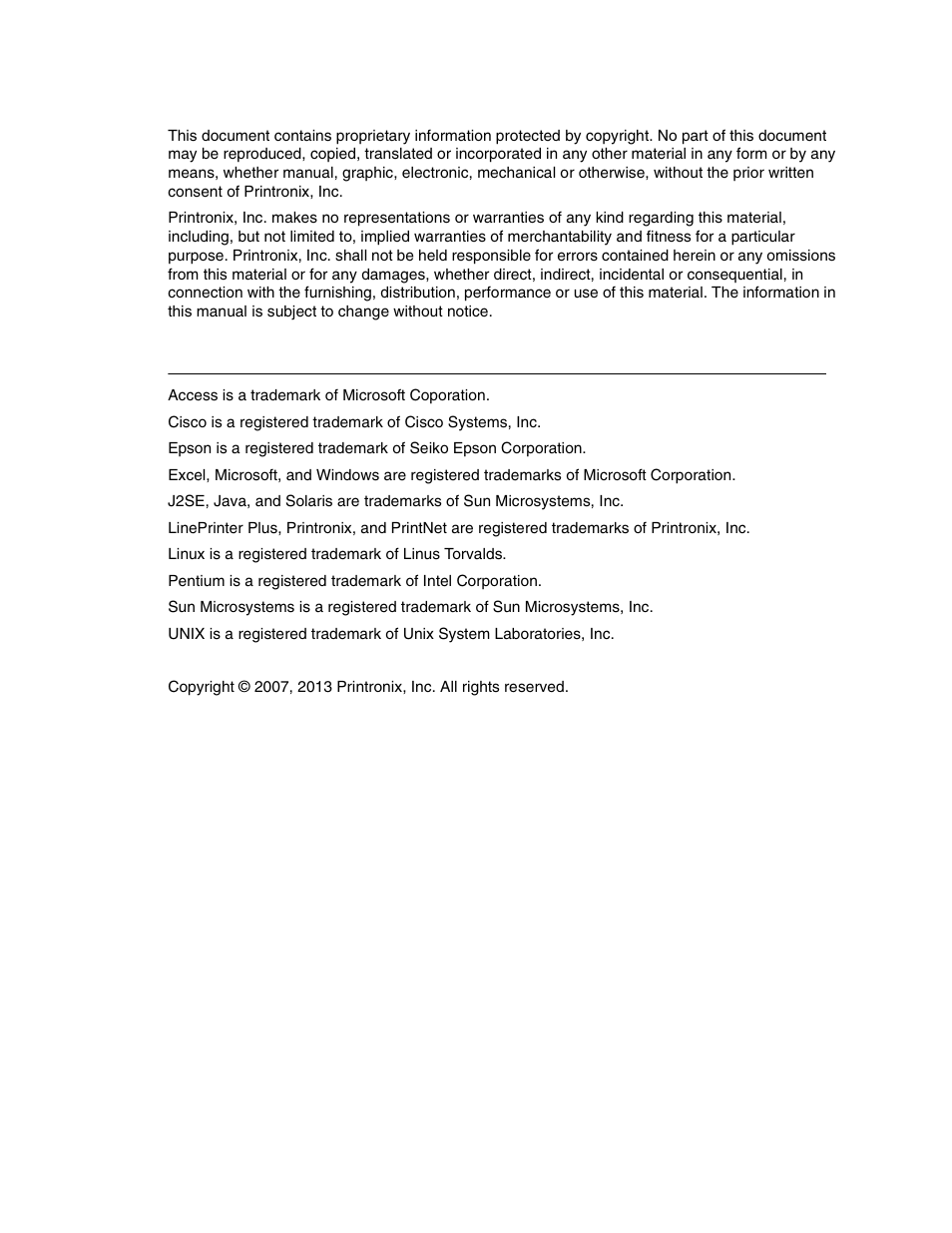 Trademark acknowledgements | Printronix PrintNet Enterprise User Manual | Page 4 / 330