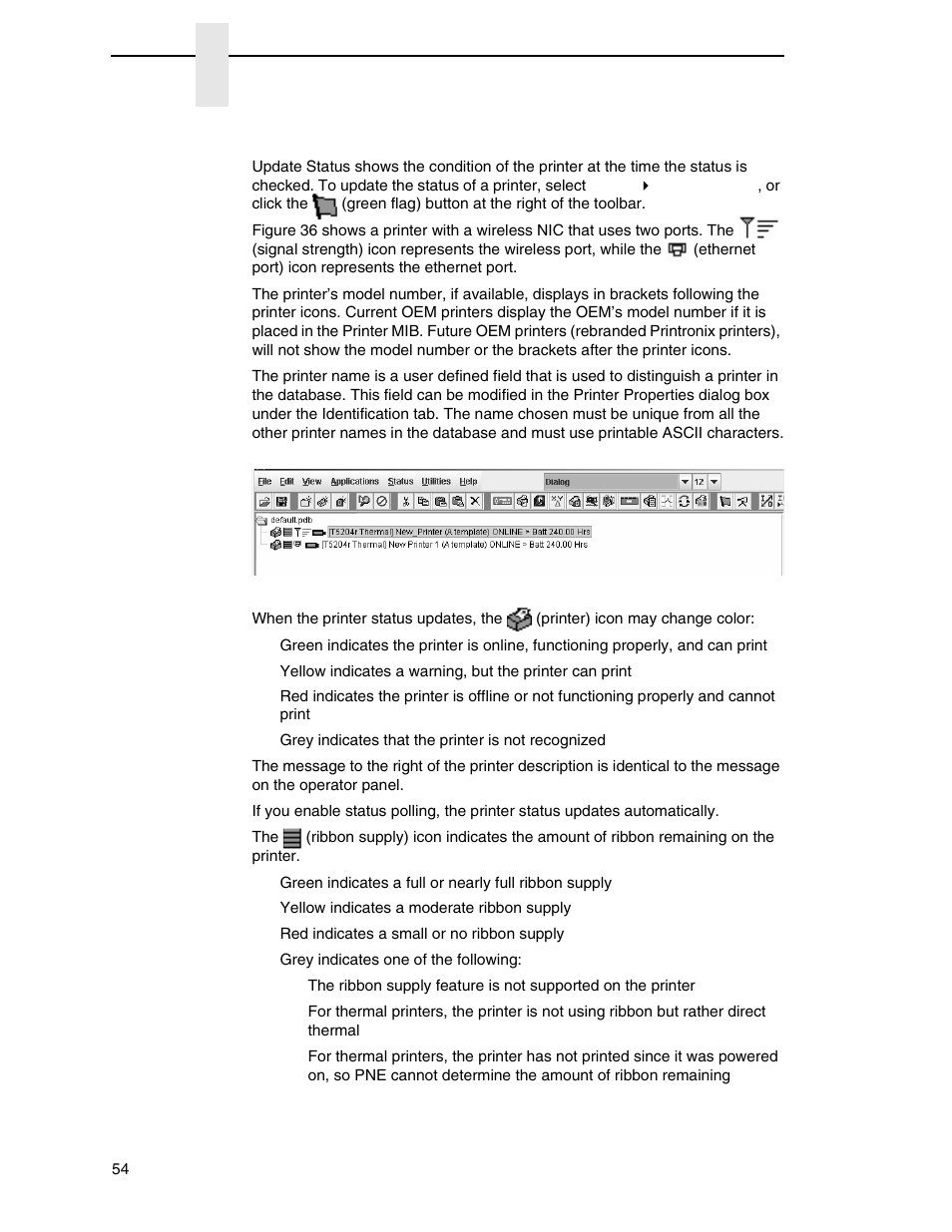 Update status | Printronix PrintNet Enterprise User Manual | Page 54 / 330