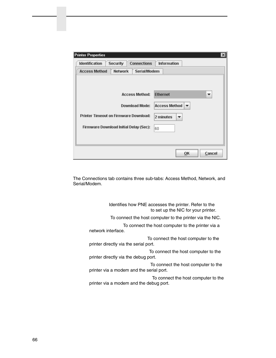 Connections tab | Printronix PrintNet Enterprise User Manual | Page 66 / 330