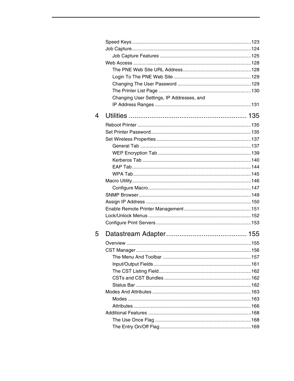 4utilities, 5datastream adapter | Printronix PrintNet Enterprise User Manual | Page 7 / 330