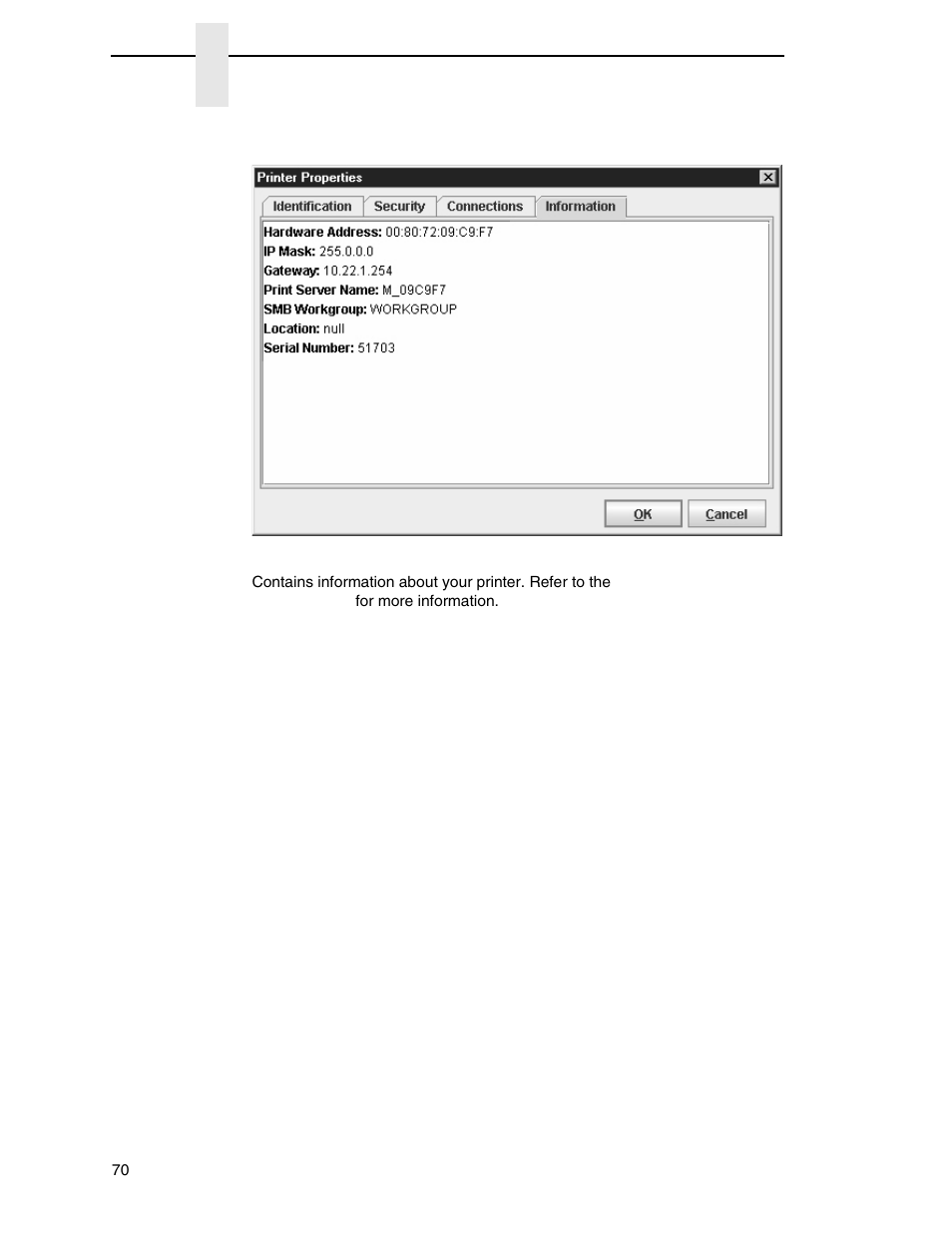 Information tab | Printronix PrintNet Enterprise User Manual | Page 70 / 330