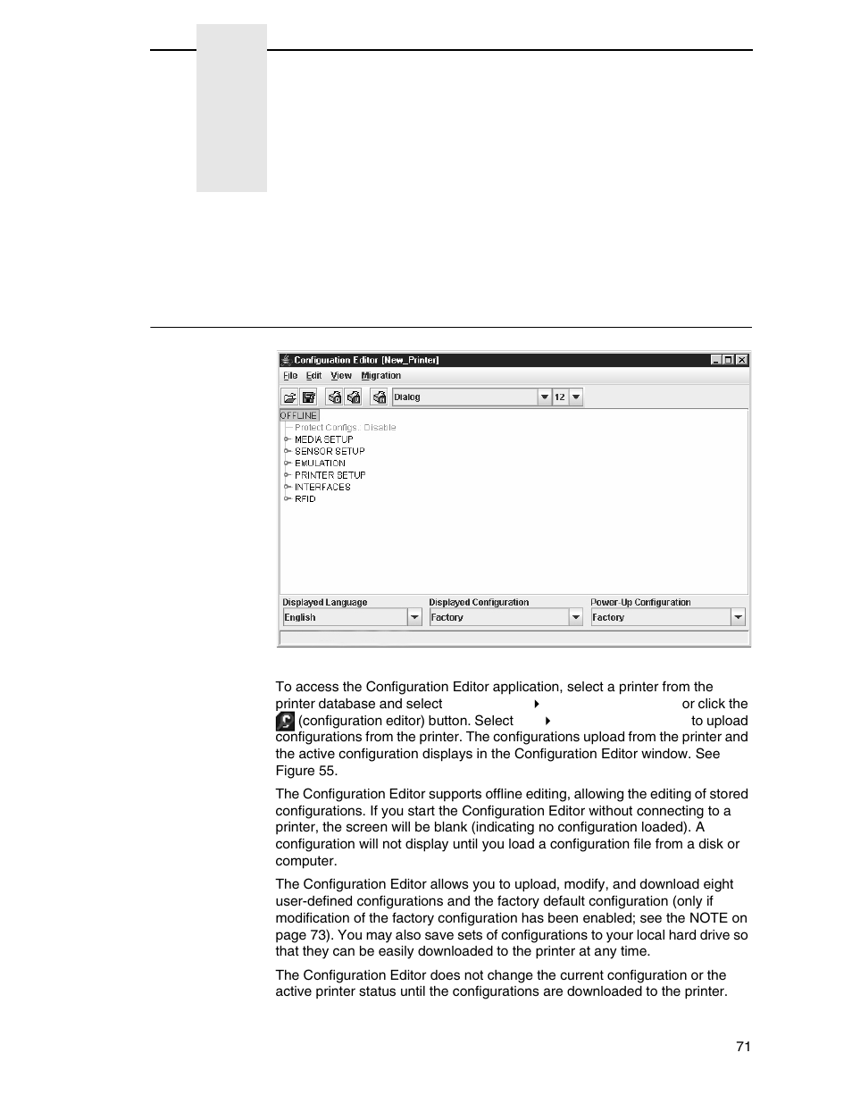 3 applications and web access, Configuration editor, Applications and web access | Applications and, Web access | Printronix PrintNet Enterprise User Manual | Page 71 / 330