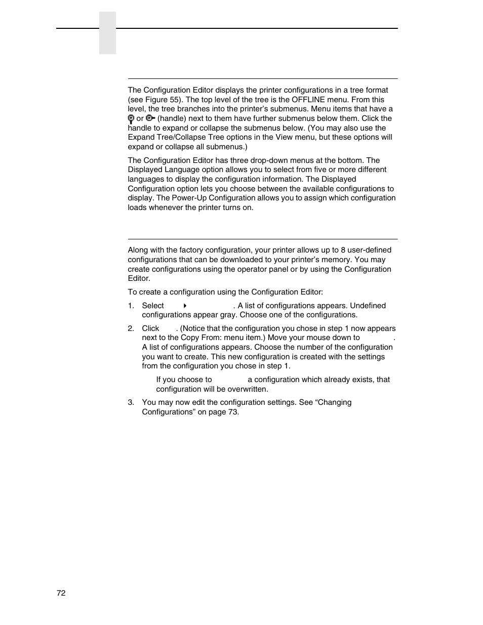 Menu tree, Creating configurations | Printronix PrintNet Enterprise User Manual | Page 72 / 330