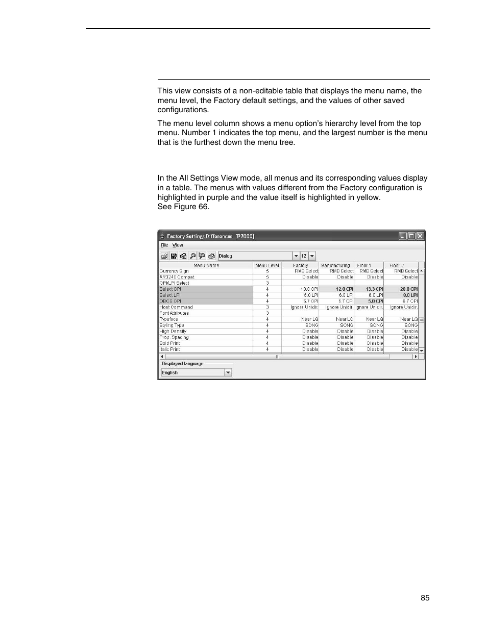 Configuration settings differences views, All settings view | Printronix PrintNet Enterprise User Manual | Page 85 / 330