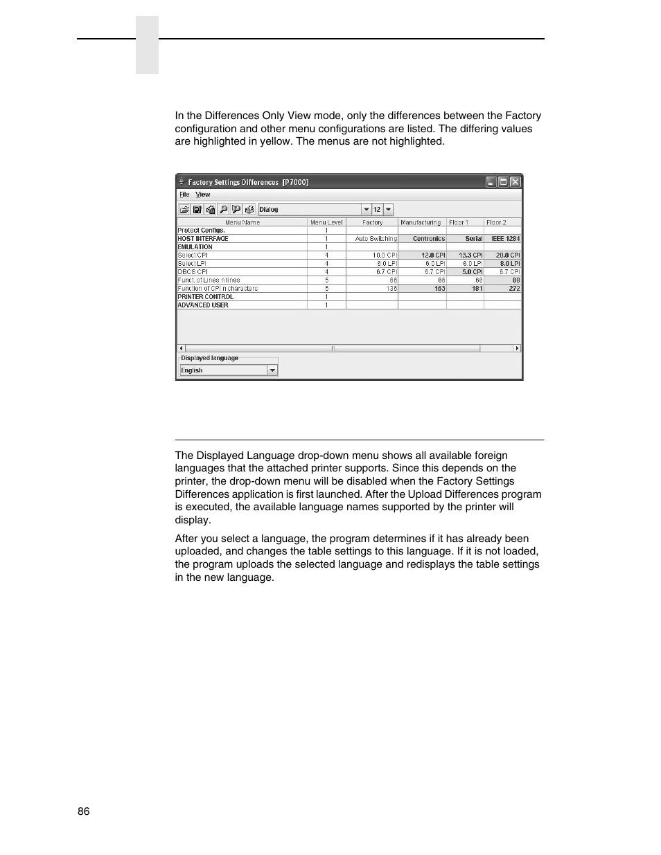 Displayed language | Printronix PrintNet Enterprise User Manual | Page 86 / 330