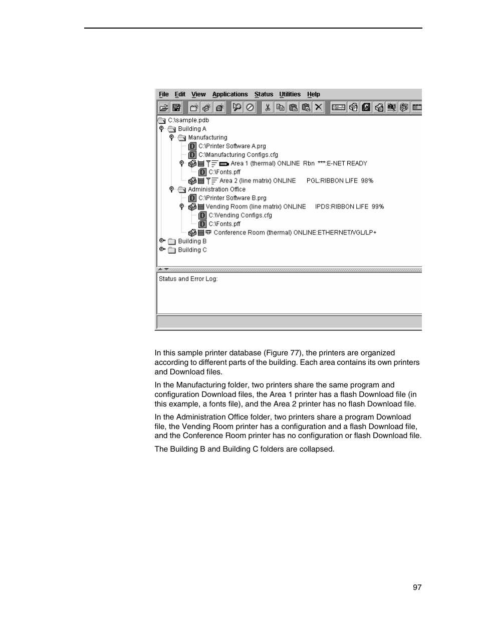 Downloading examples | Printronix PrintNet Enterprise User Manual | Page 97 / 330