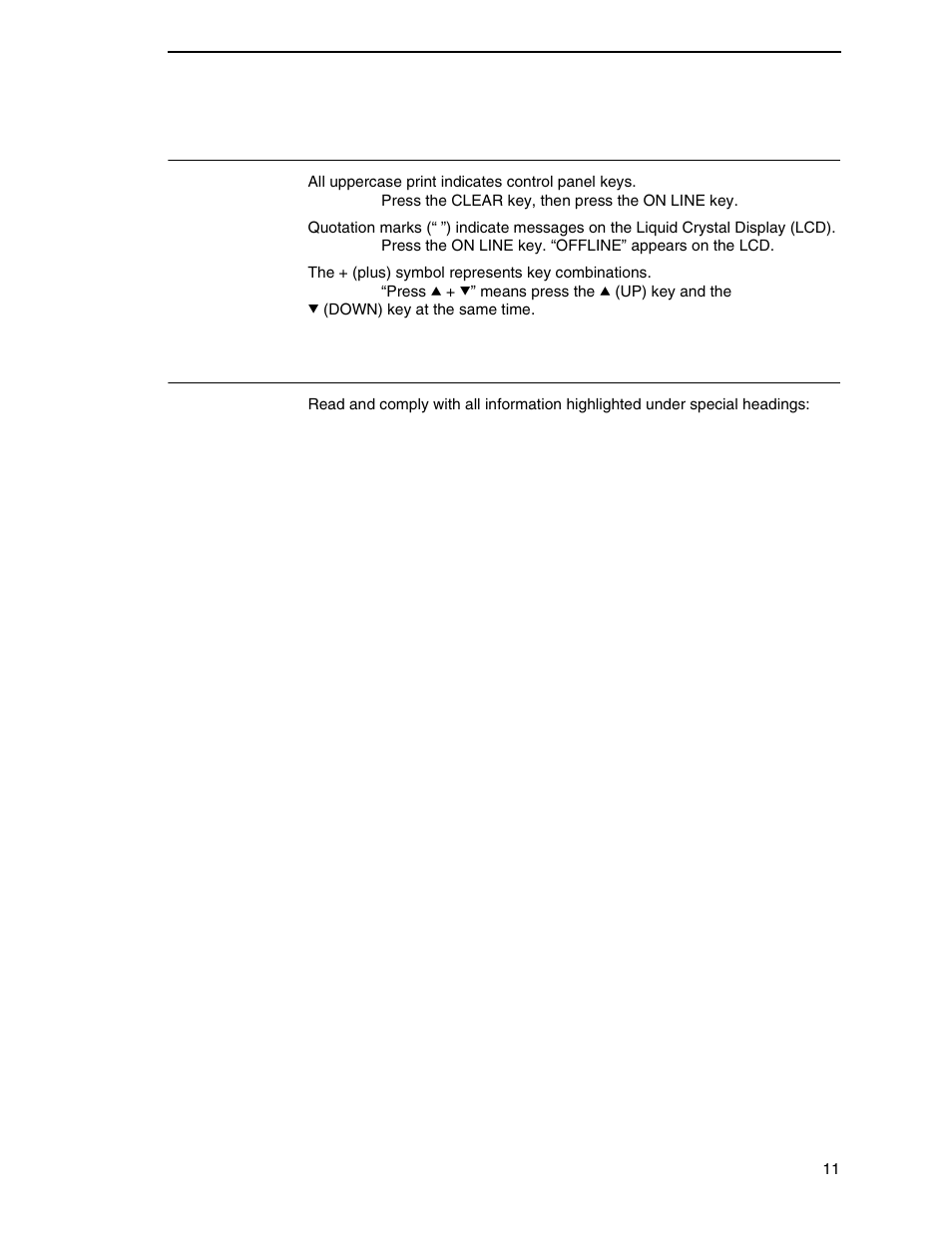 Conventions in this manual, Warnings and special information | Printronix P7000 H-Series Cartridge Ribbon Printer User Manual | Page 11 / 220