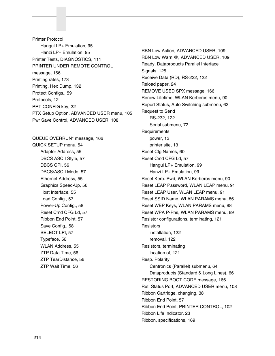 Printronix P7000 H-Series Cartridge Ribbon Printer User Manual | Page 214 / 220
