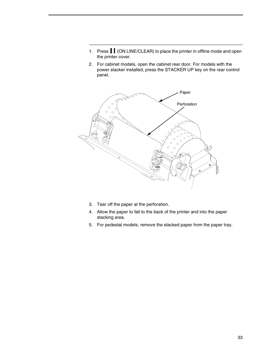 Unload paper | Printronix P7000 H-Series Cartridge Ribbon Printer User Manual | Page 33 / 220