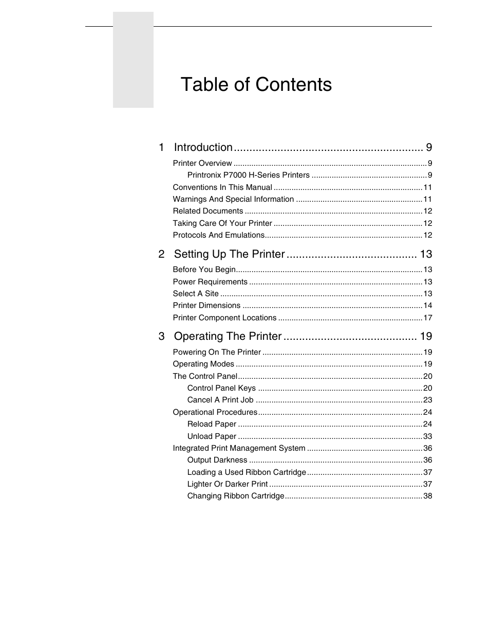 Printronix P7000 H-Series Cartridge Ribbon Printer User Manual | Page 5 / 220