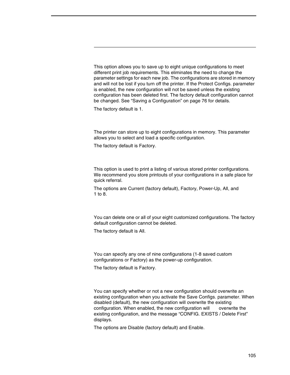 Config. control submenus | Printronix SL_T5R Energy Star User Manual | Page 105 / 412