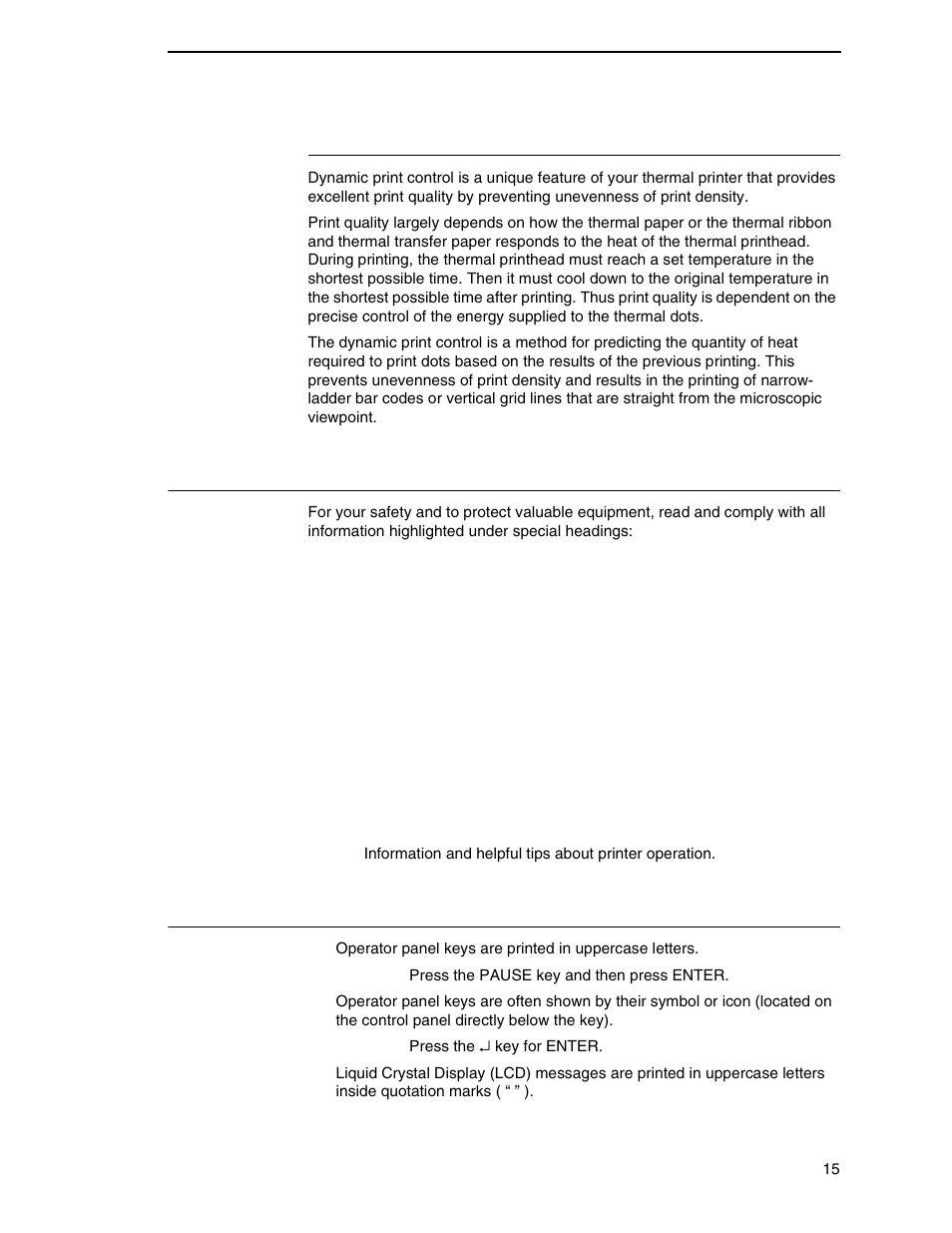 Dynamic print control, Warnings and special information, Manual conventions | Printronix SL_T5R Energy Star User Manual | Page 15 / 412