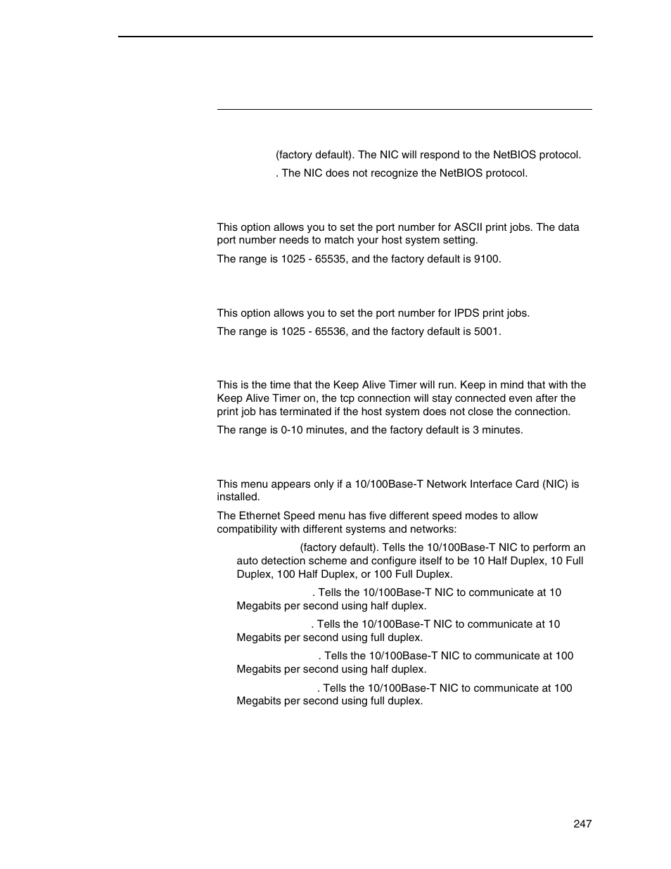 Ethernet params submenus | Printronix SL_T5R Energy Star User Manual | Page 247 / 412