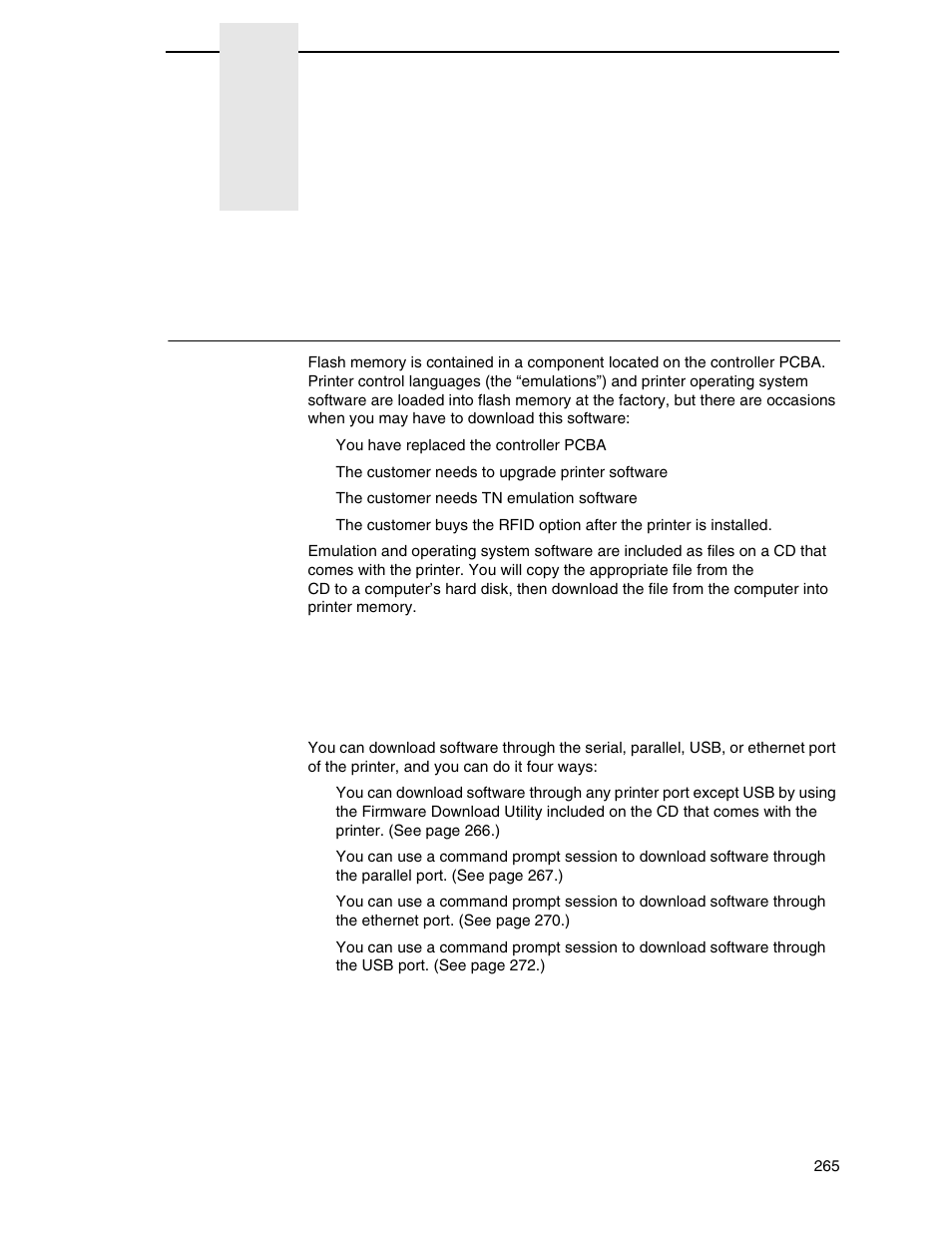 4 downloading software, Loading flash memory, Downloading software | Printronix SL_T5R Energy Star User Manual | Page 265 / 412