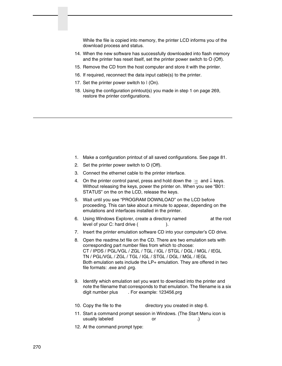 Downloading software through the nic using ftp | Printronix SL_T5R Energy Star User Manual | Page 270 / 412