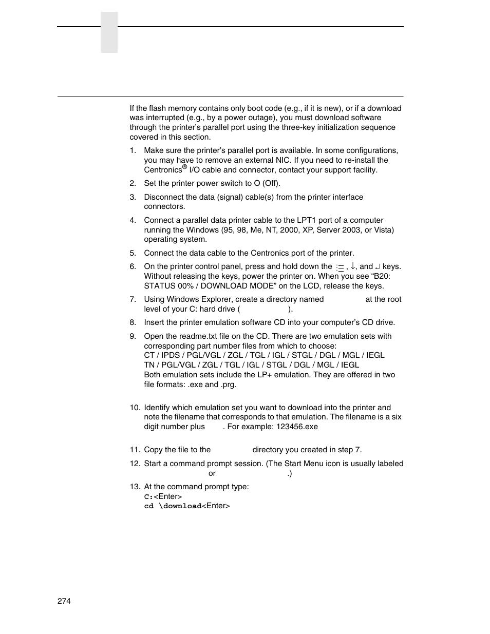 Corrupt code | Printronix SL_T5R Energy Star User Manual | Page 274 / 412