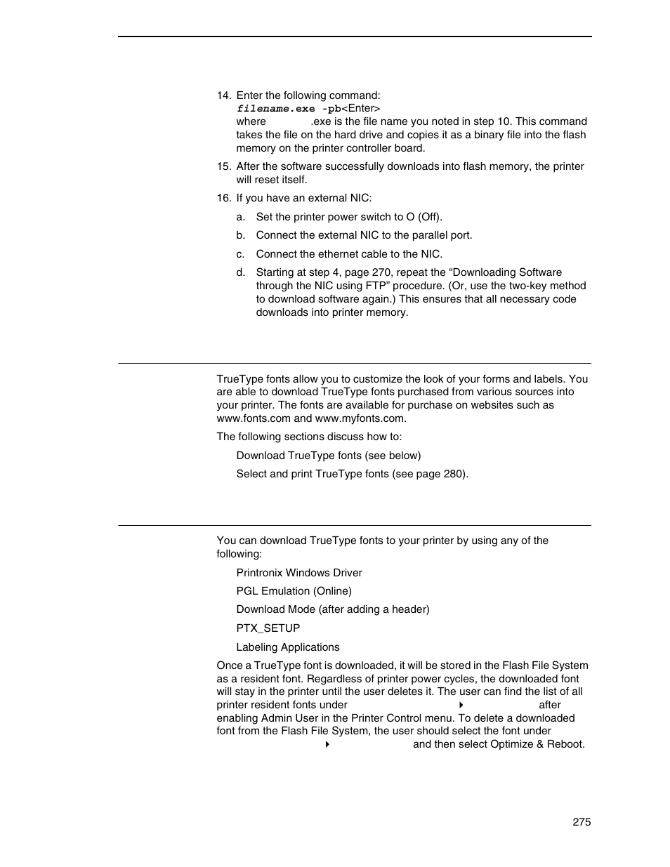 Using truetype fonts, Downloading truetype fonts | Printronix SL_T5R Energy Star User Manual | Page 275 / 412