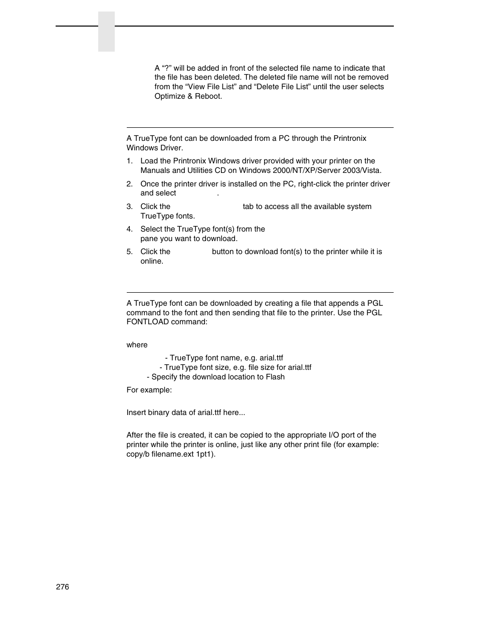 Printronix windows driver, Pgl emulation (online) | Printronix SL_T5R Energy Star User Manual | Page 276 / 412