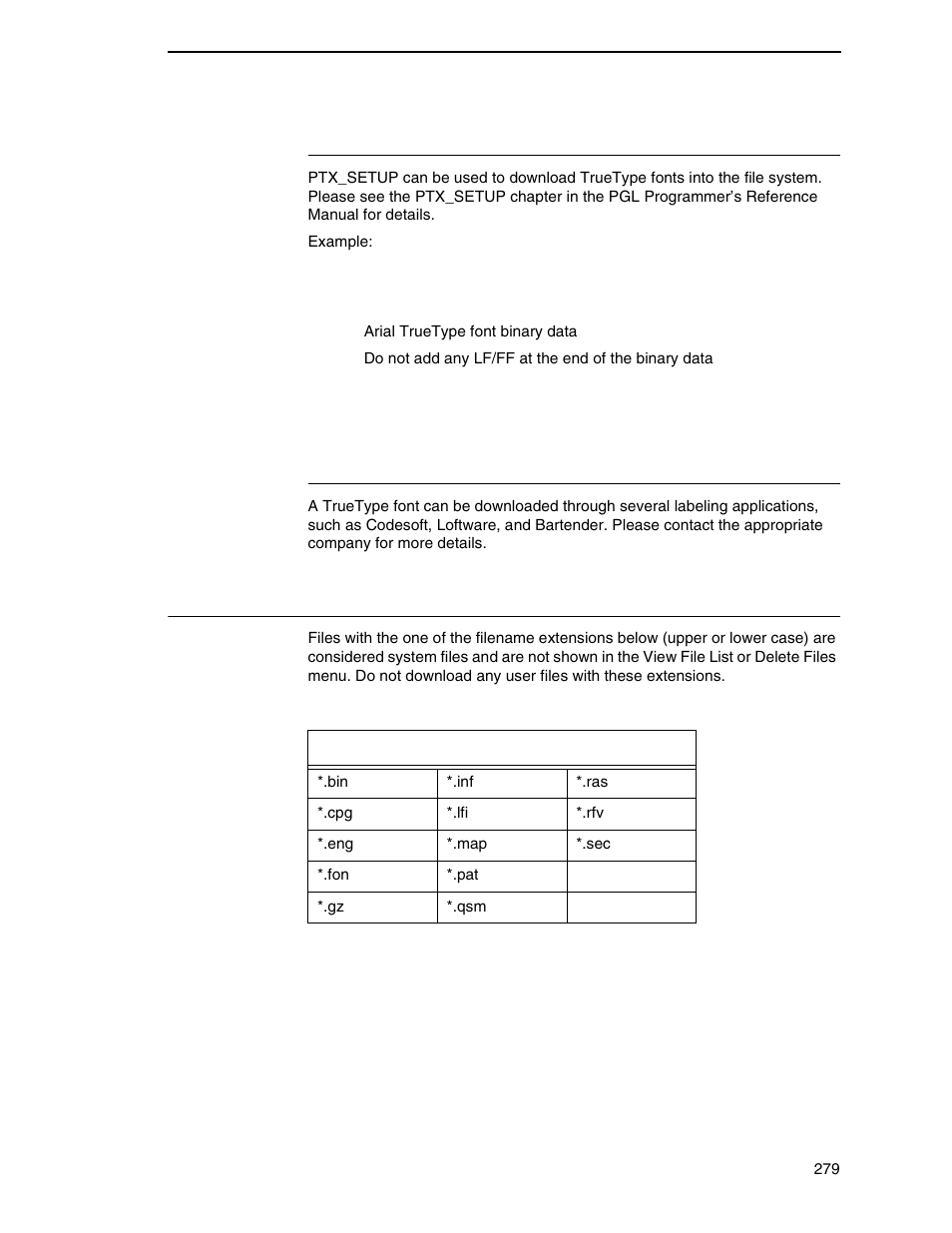 Ptx_setup, Labeling applications, Filename extensions not shown in menus | Printronix SL_T5R Energy Star User Manual | Page 279 / 412