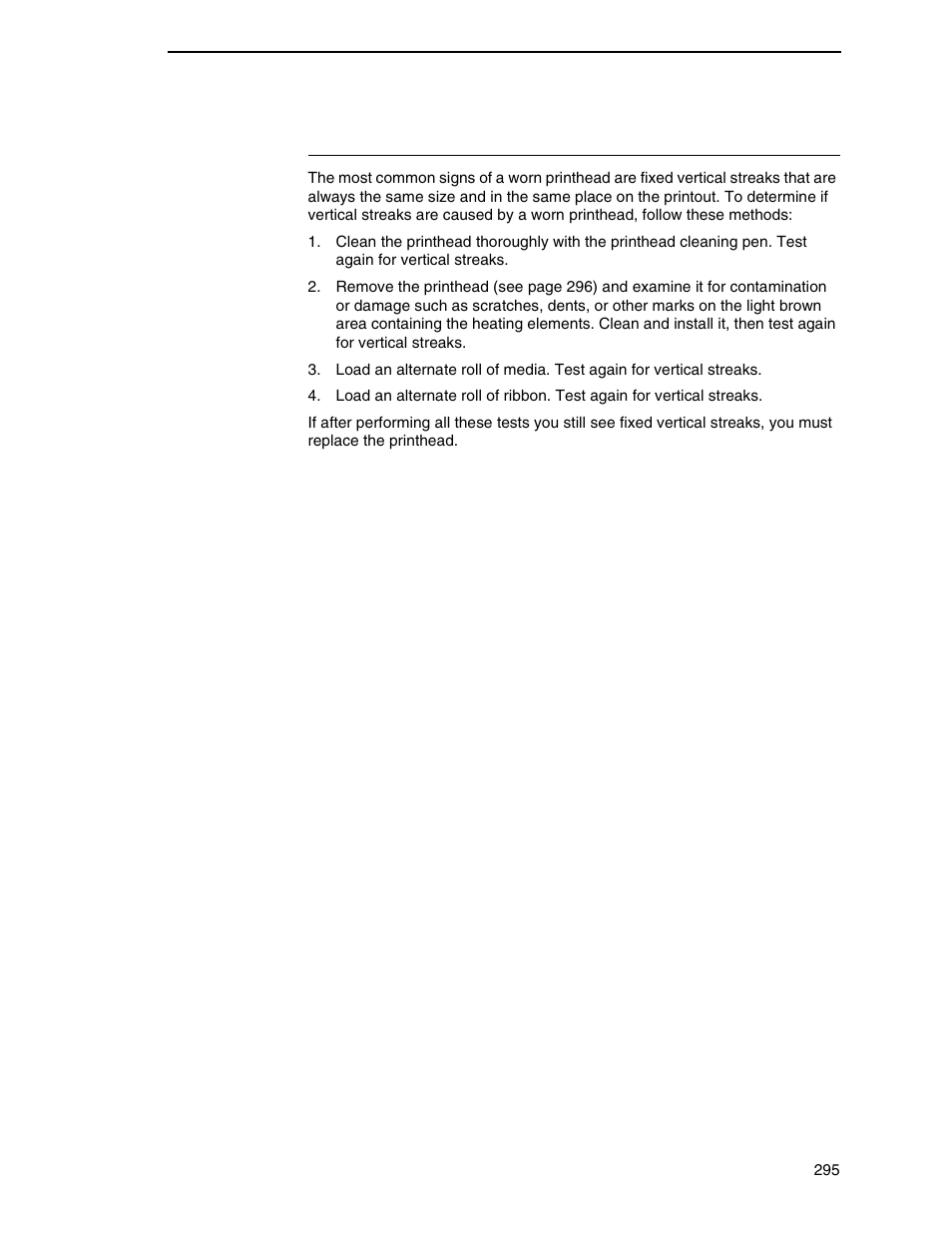 Determining printhead wear | Printronix SL_T5R Energy Star User Manual | Page 295 / 412