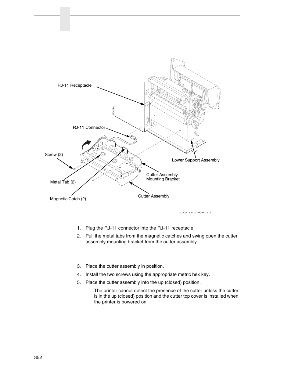 Installing the cutter | Printronix SL_T5R Energy Star User Manual | Page 352 / 412