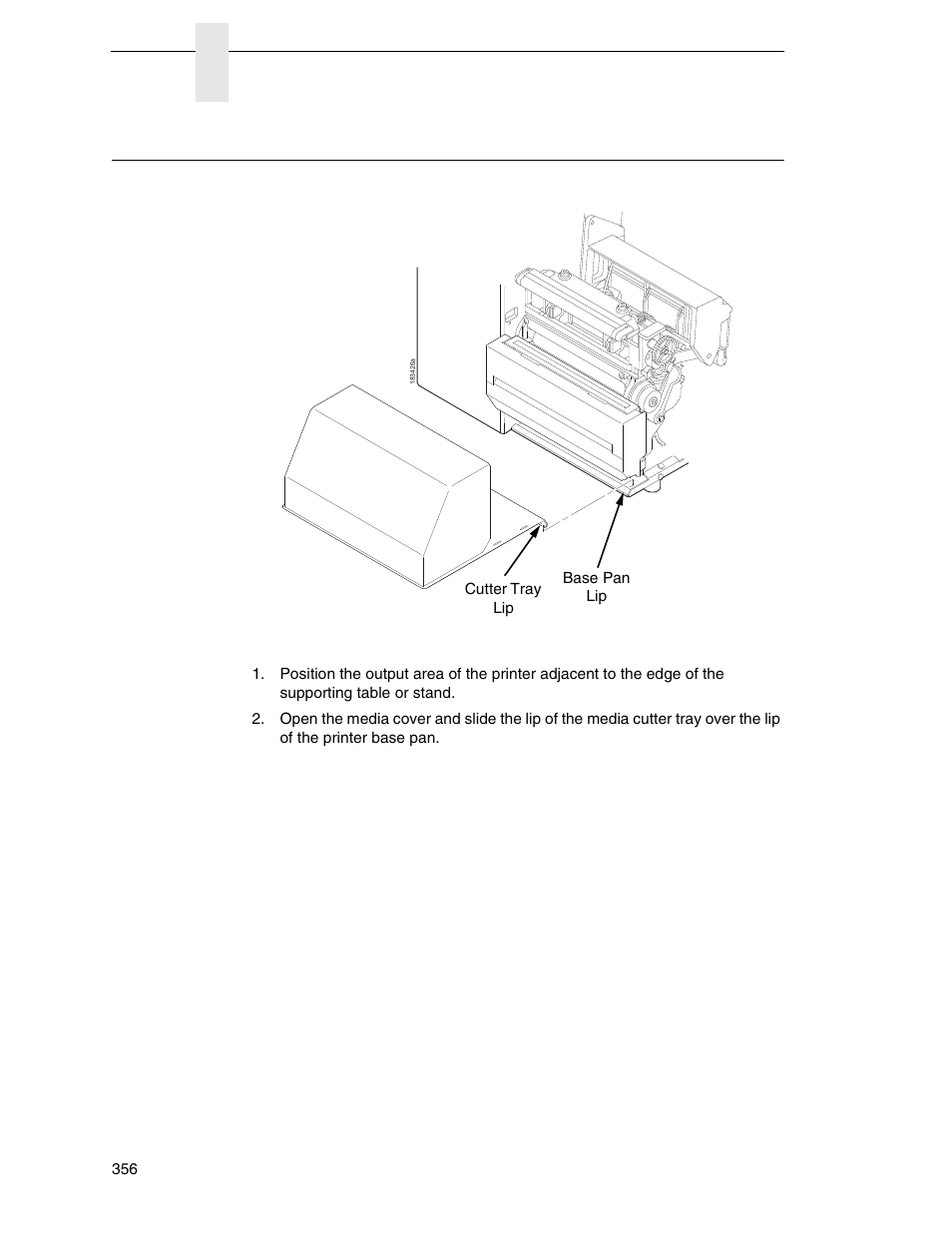 Installing the media cutter tray | Printronix SL_T5R Energy Star User Manual | Page 356 / 412