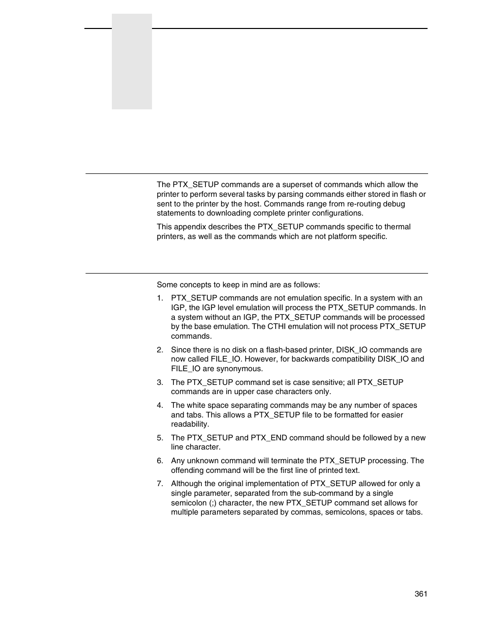 G ptx_setup commands, Overview, The ptx_setup commands | Ptx_setup commands | Printronix SL_T5R Energy Star User Manual | Page 361 / 412